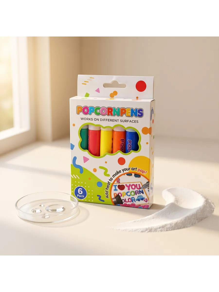 علبة واحدة  6 أقلام Popcorn Pens  2200 دج