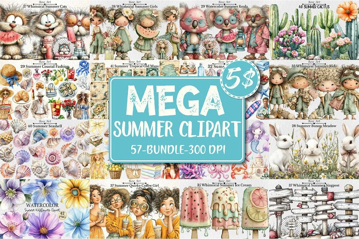 Summertime Clipart Huge Bundle