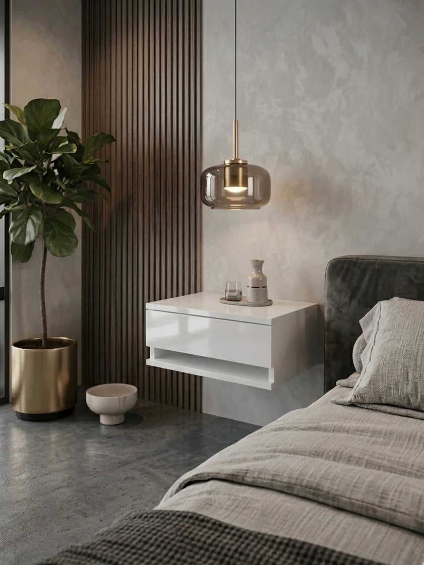 Table de nuit murale بفتحة عملية بالاسفل