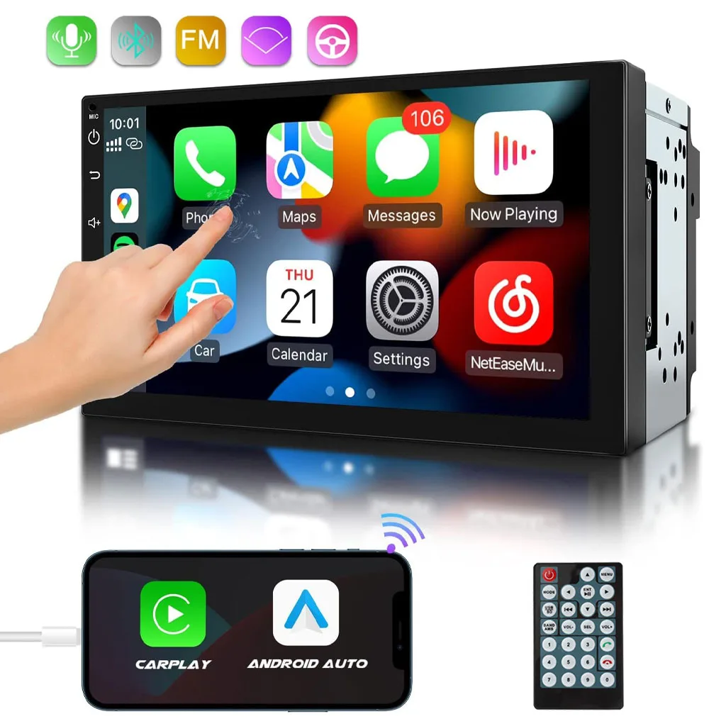 Autoradio MP5 G-555 avec CarPlay et Android Auto - مشغل راديو وسائط السيارة