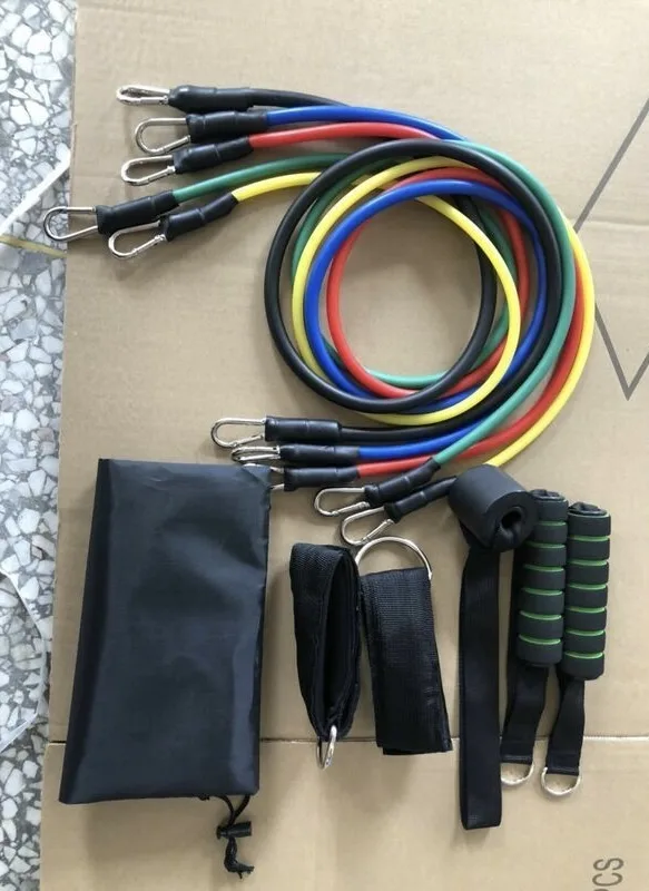 Cordes élastiques de musculation Ensemble de bandes pour sport 11Pcs (5Kg-45Kg) – طقم التدريب المنزلي
