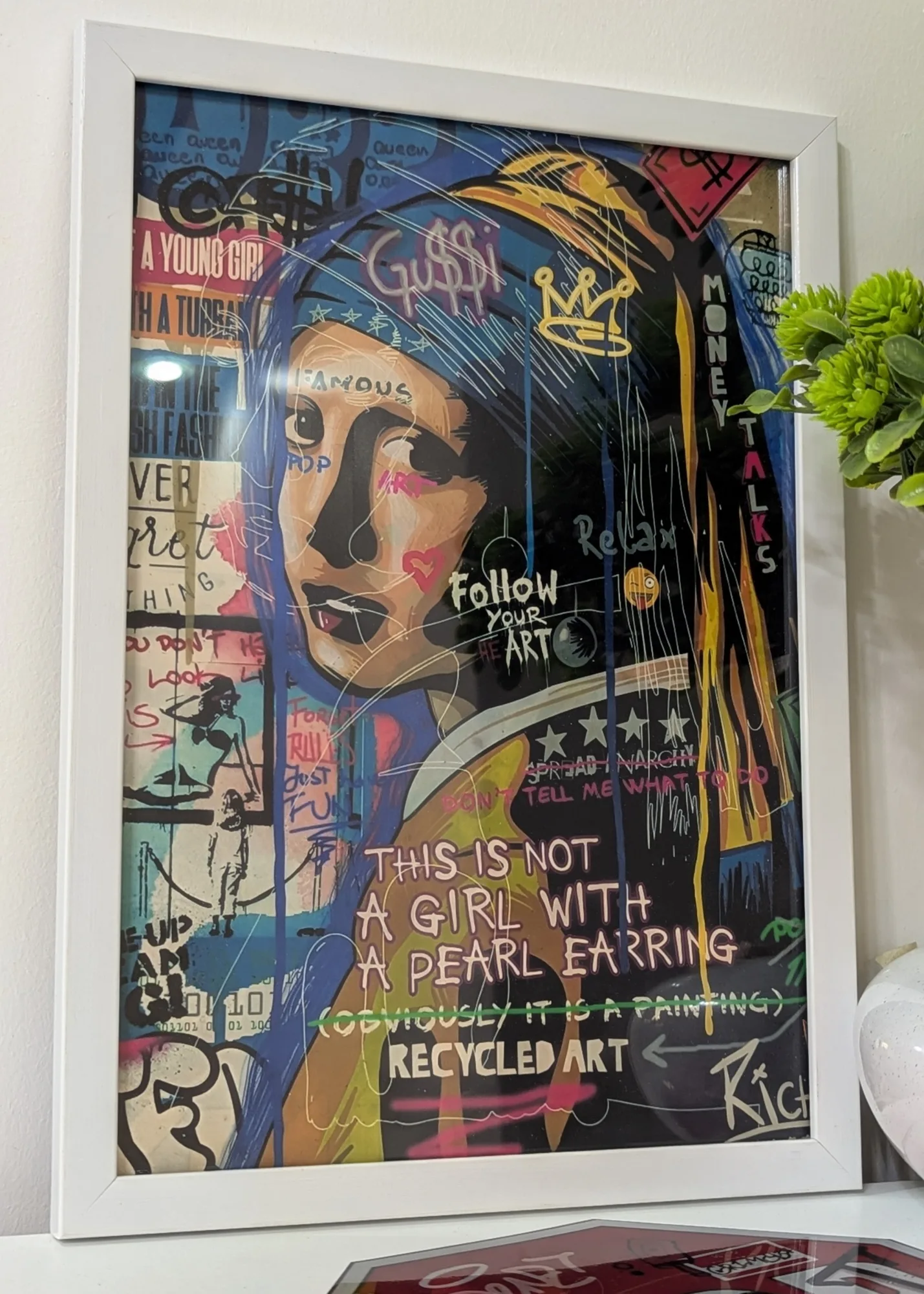 Cadre Graffiti The girl with pearl earrings urbain