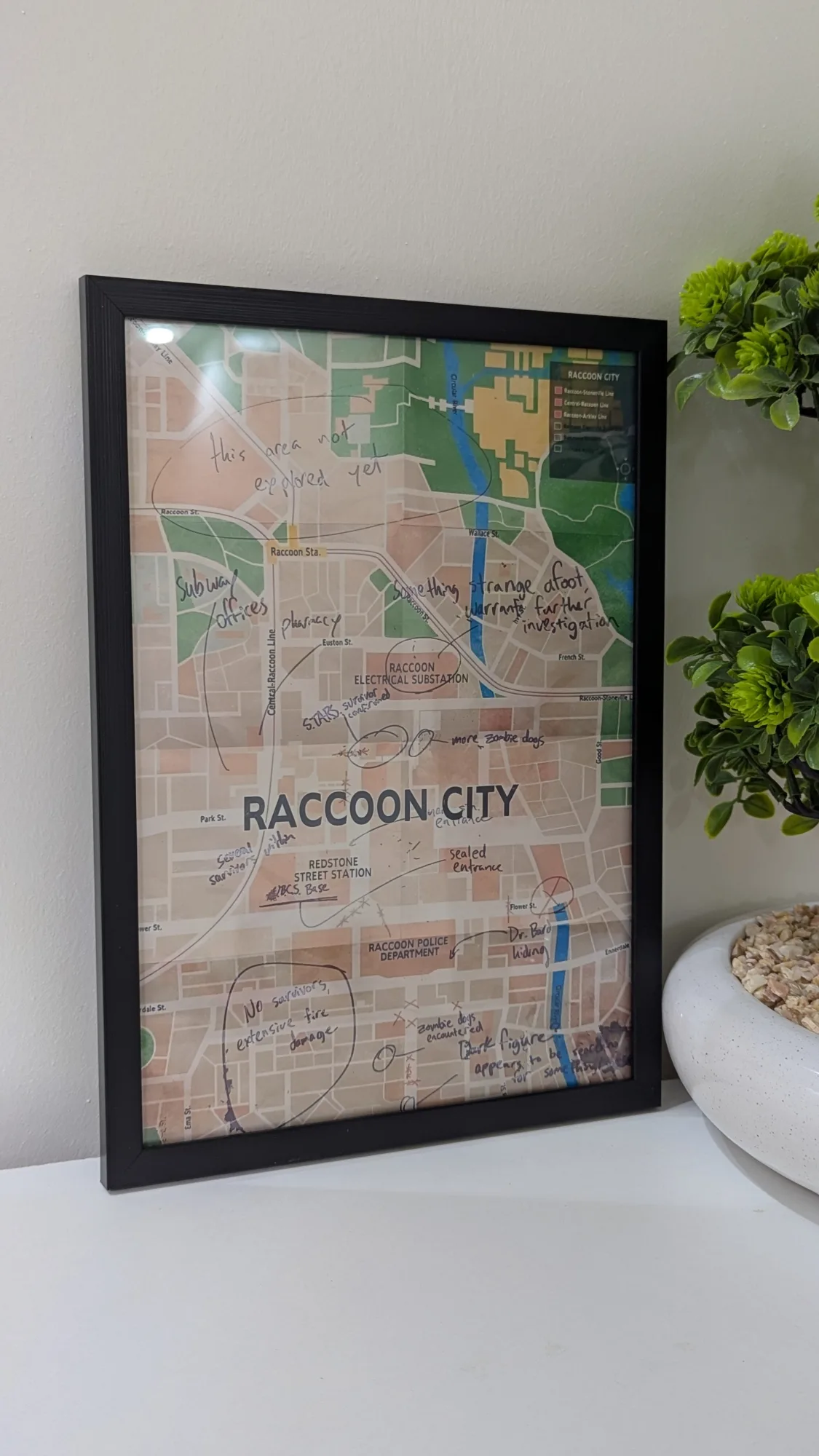 Cadre Resident Evil Racoon city map