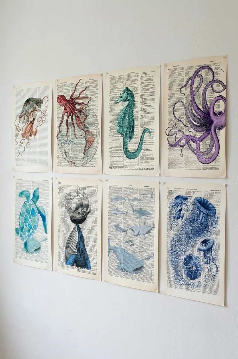 Pack 10 posters autocollants pages ocean