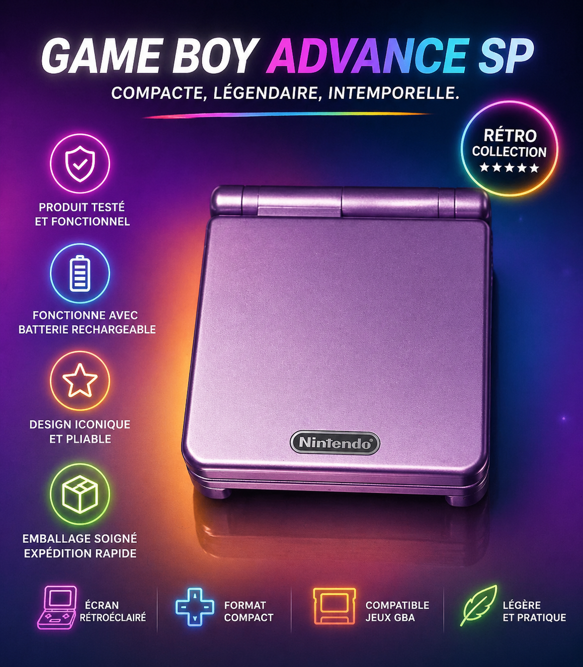 Carcasse GameBoy SP mauve clair