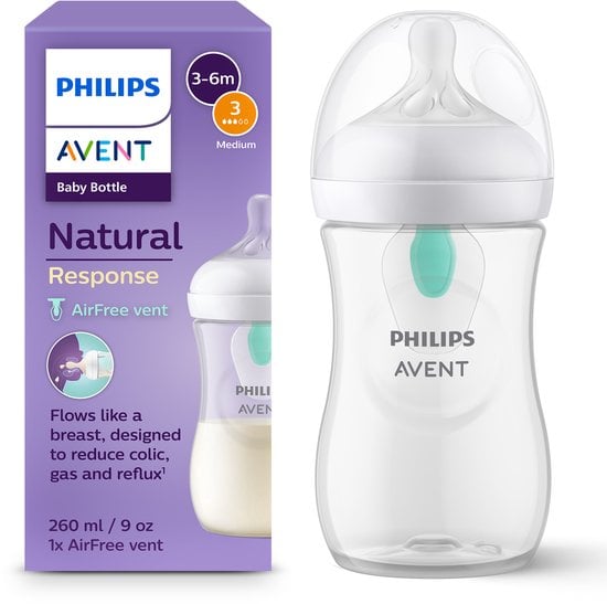 Biberon à Réponse Naturelle anti colique plastique de 260 ml