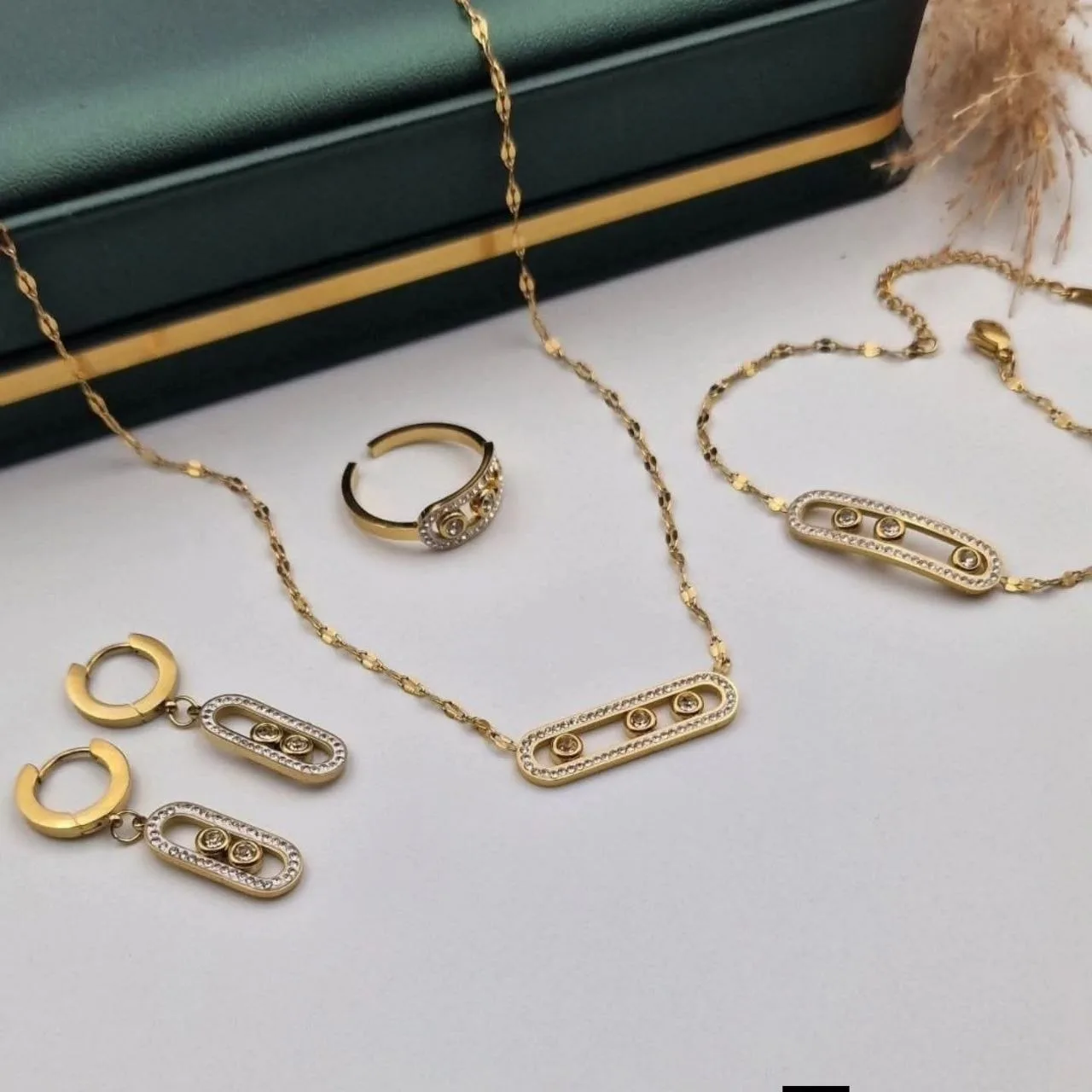 Parure de Bijoux "Éclat Mobile" (4 Pièces) – Design Haute Joaillerie (Idéal