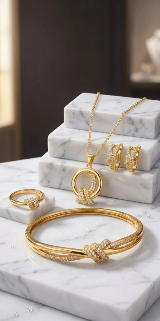 Parure Prestige "Nœud d'Amour" en Acier Inoxydable (4 Pièces)