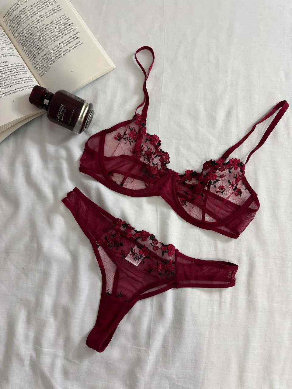 Dark red lingerie set