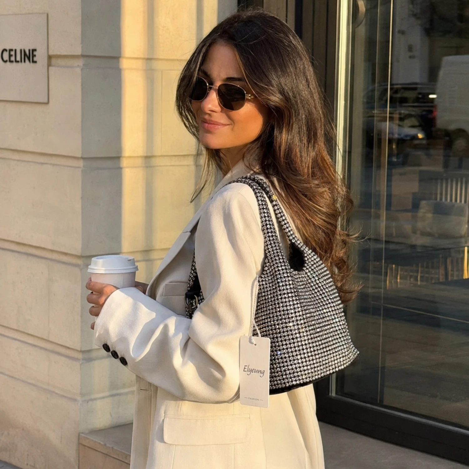 Crystal Luxury Bag – Silver & Midnight Blue Edition