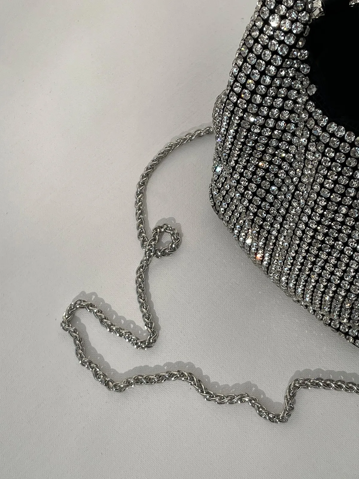 Crystal Luxury Bag – Silver & Midnight Blue Edition