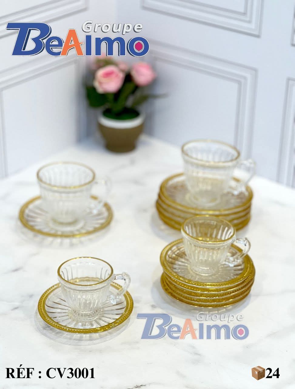 طقم فناجين القهوة الفاخر (24 قطعة) – Service Tasse sous tasse