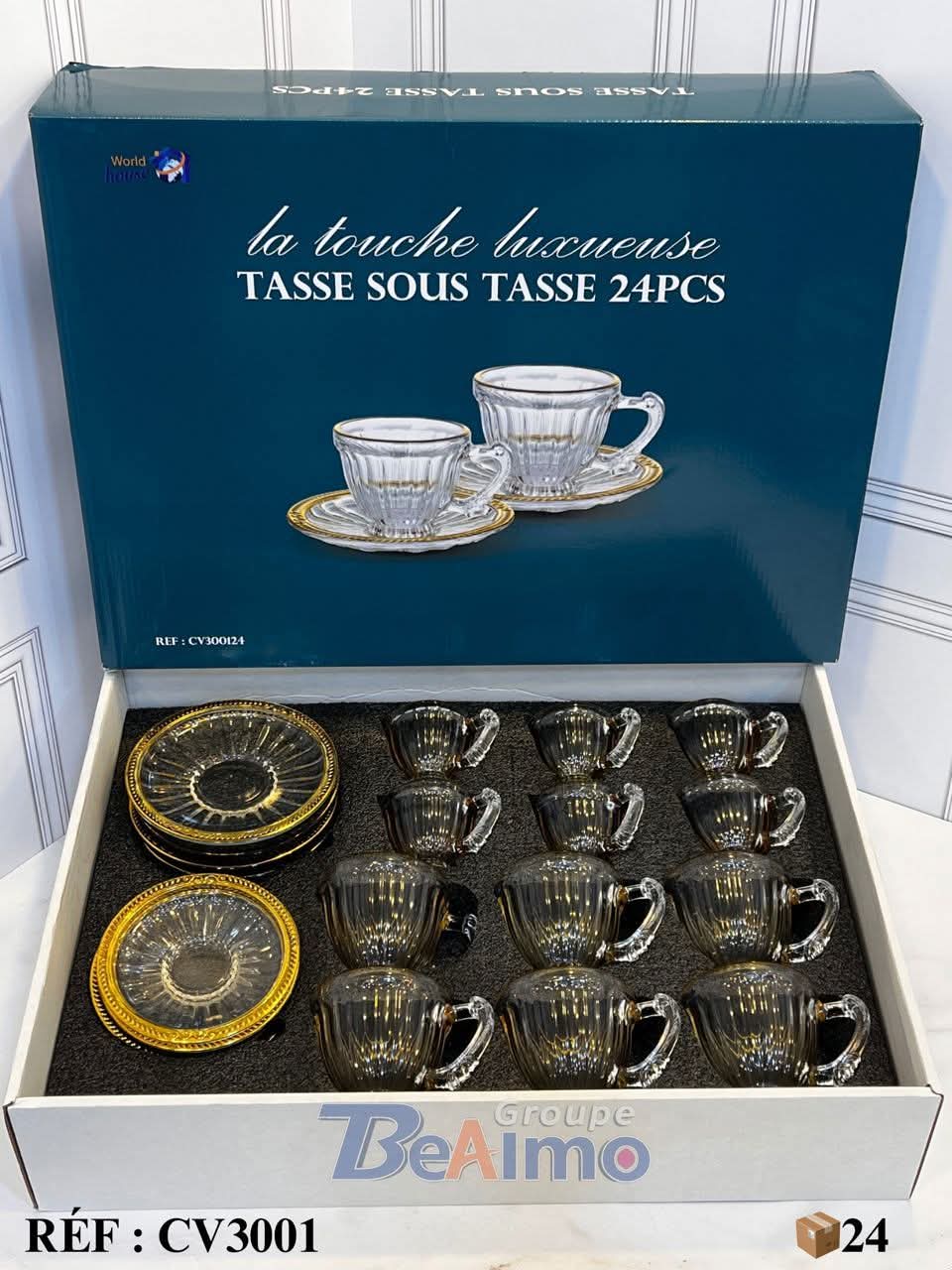 طقم فناجين القهوة الفاخر (24 قطعة) – Service Tasse sous tasse