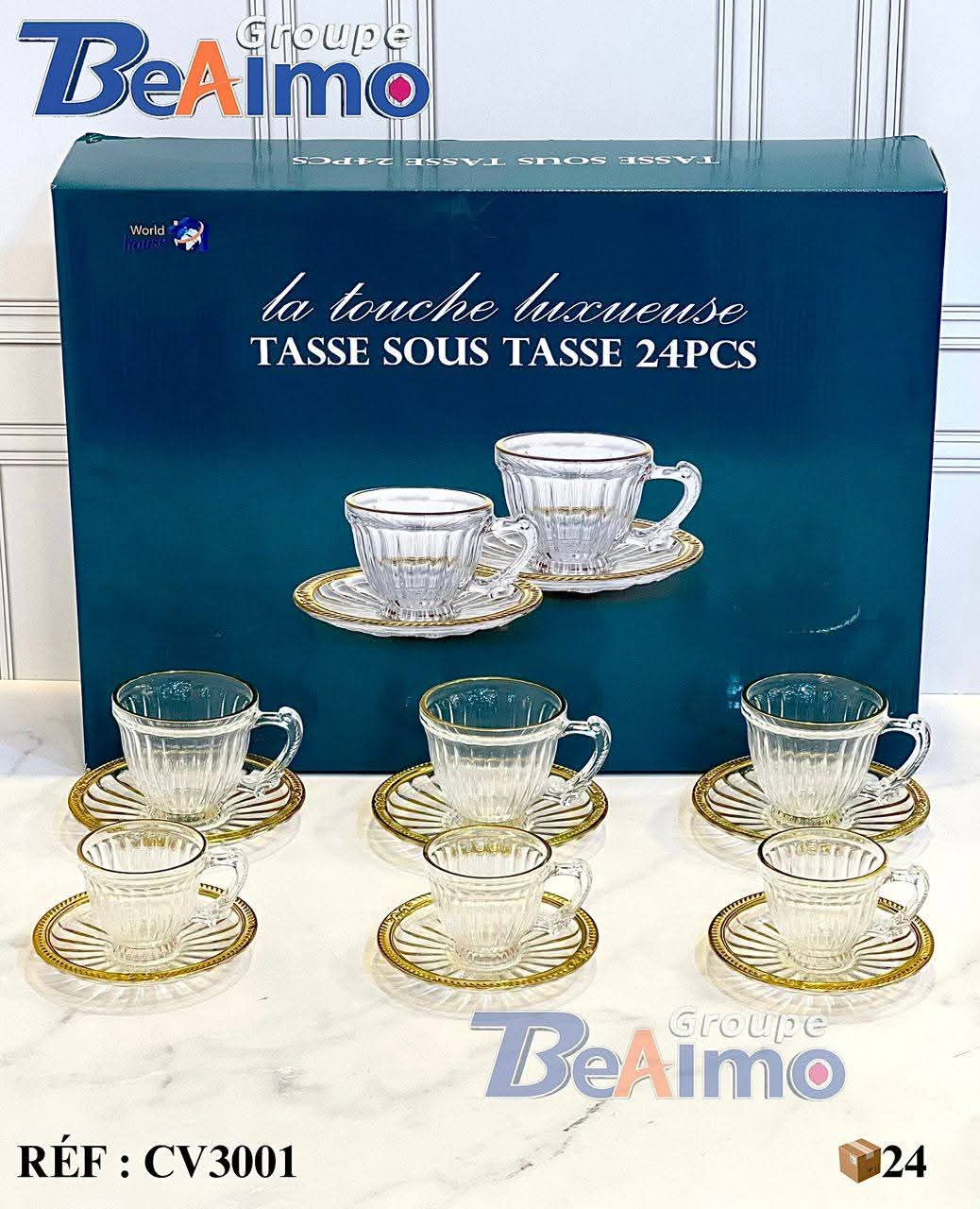 طقم فناجين القهوة الفاخر (24 قطعة) – Service Tasse sous tasse