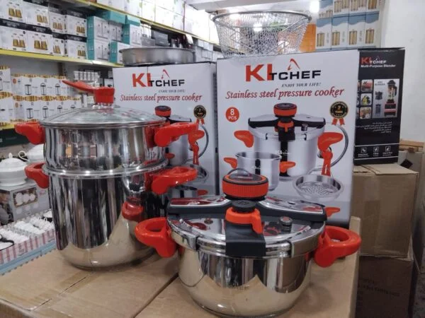 طقم قدور الضغط Kitchef الاحترافي (8 قطع) – Cocottes 4 + 7L