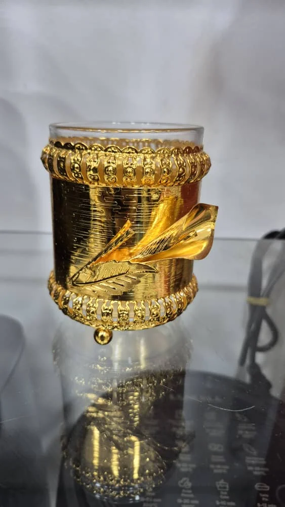 حامل ملاعق ذهبي فاخر مزخرف - Porte-cuillère
