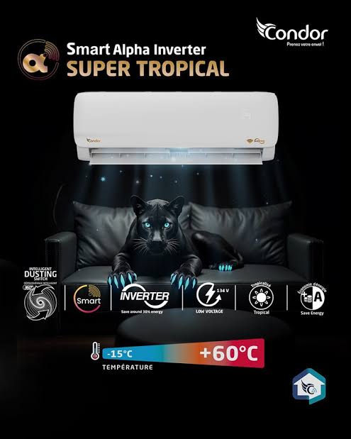 Climatiseur 12K Btu CONDOR Smart Super Tropical Blanc