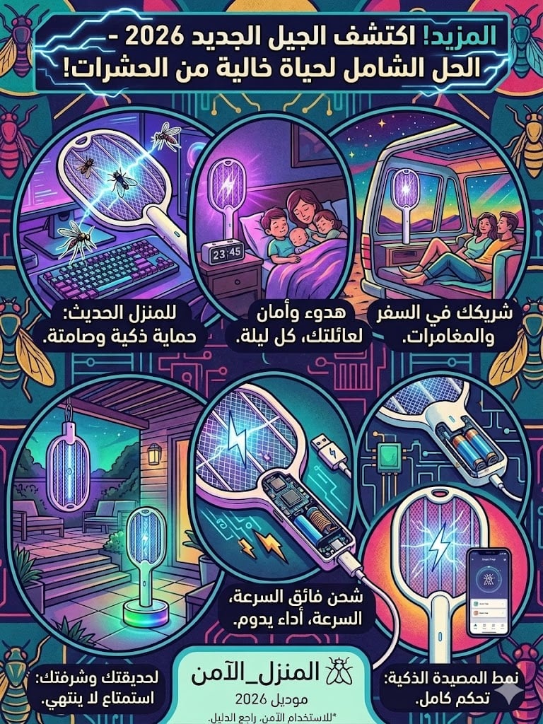 المضرب الكهربائي الذكي 2 في 1 – وداعاً للبعوض والحشرات بلمسة واحدة!