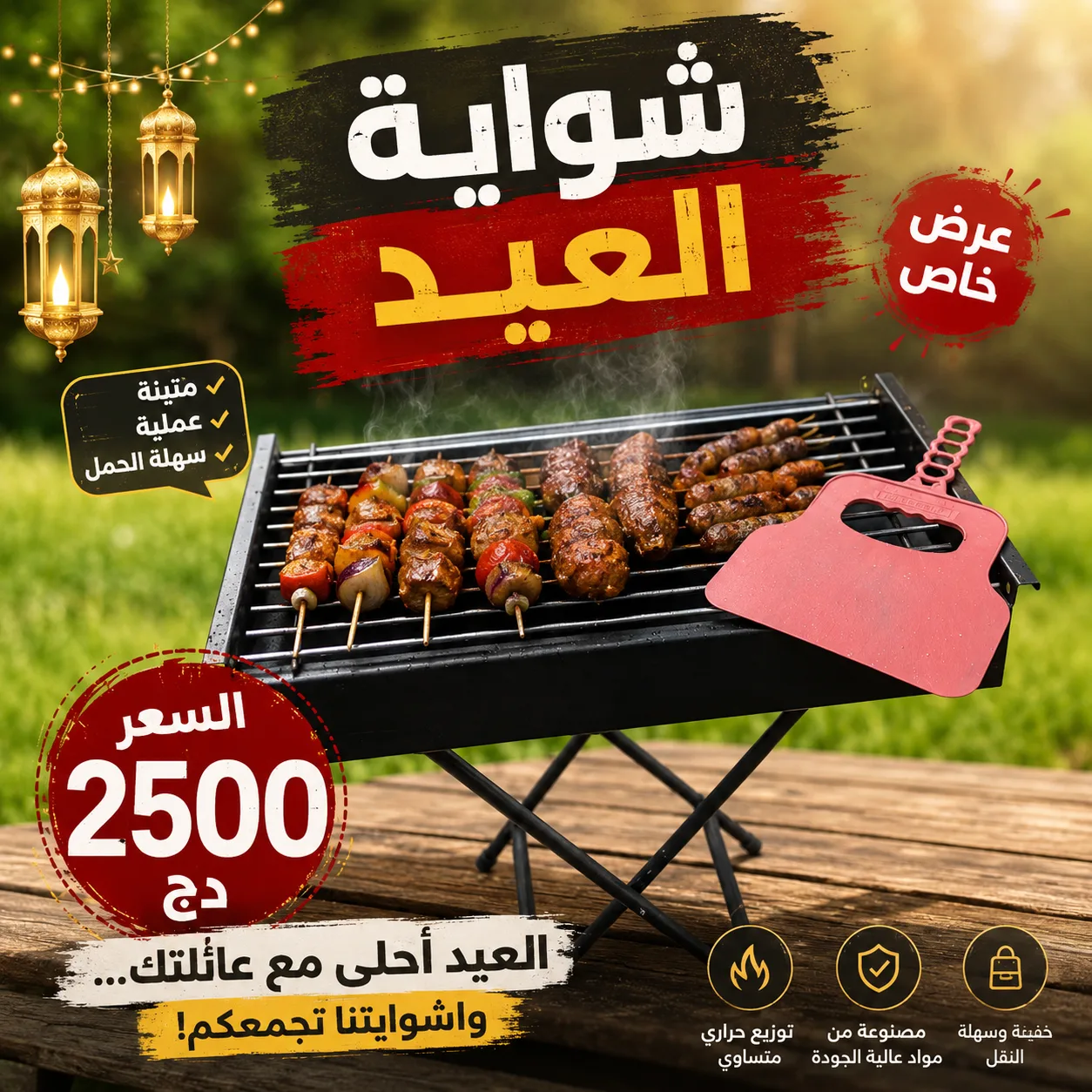 شواية محمولة متينة سهلة التركيب