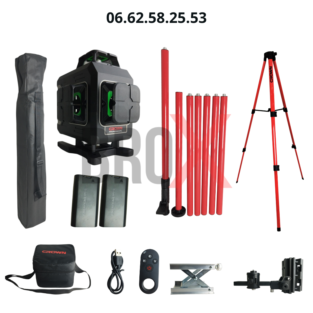 Niveau Laser Crown  4D + Perche 5m