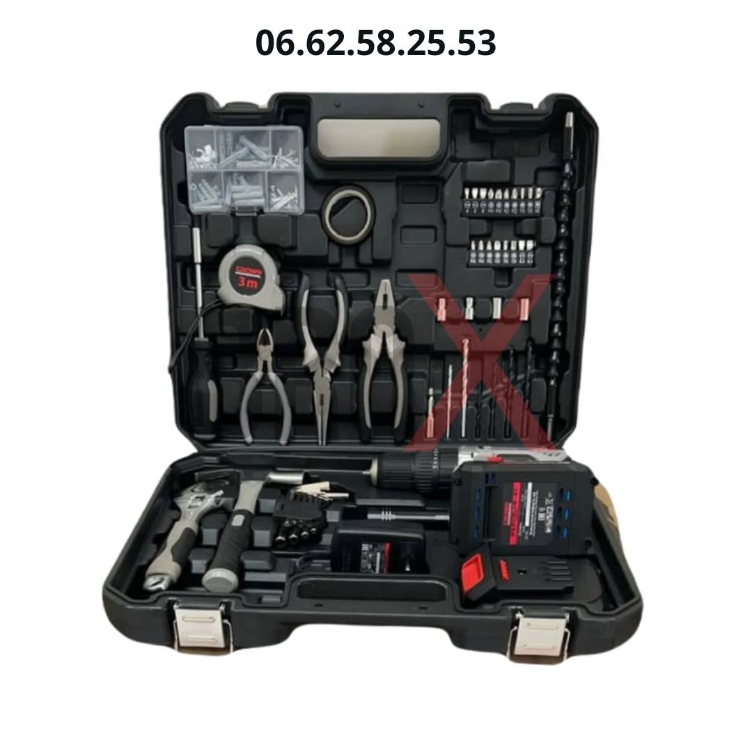 Back to products Visseuse Perceuse à Percussion Sans Fil 2 Batteries 20v 2Ah avec Kit d’outils et d’accessoires50 Pcs CROWN CT21102H-2-(50) EK