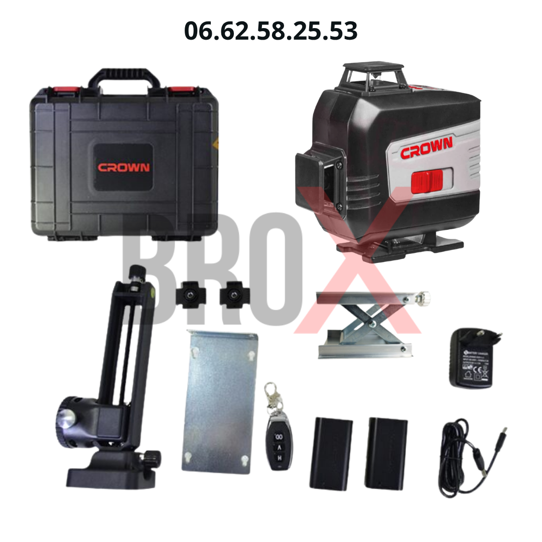 Niveau Laser 16 Lignes 4D 2 Batteries CROWN CT44091-R IMC
