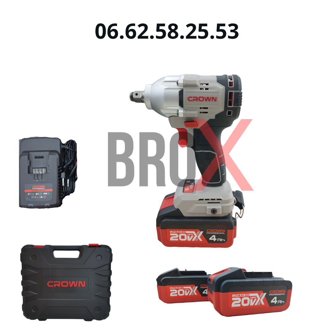 Clé à Chocs Boulonneuse Sans Fil 20V MAX 1/2″ 350Nm 2 batteries 4.0AH chargeur et valise CT22050HX-4 BMC CROWN