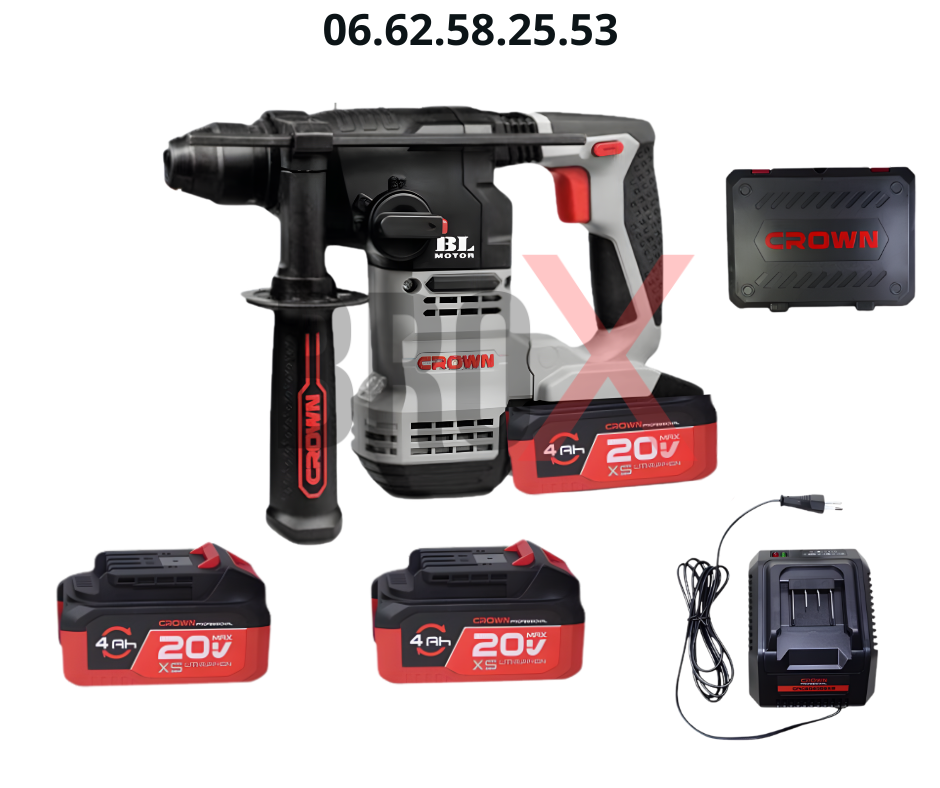 Marteau Piqueur Perforateur Sds-Plus Sans Fil 20v 2 Batterie 4.0ah 18mm 2.3j CT28001HX-4 BMC | CROWN