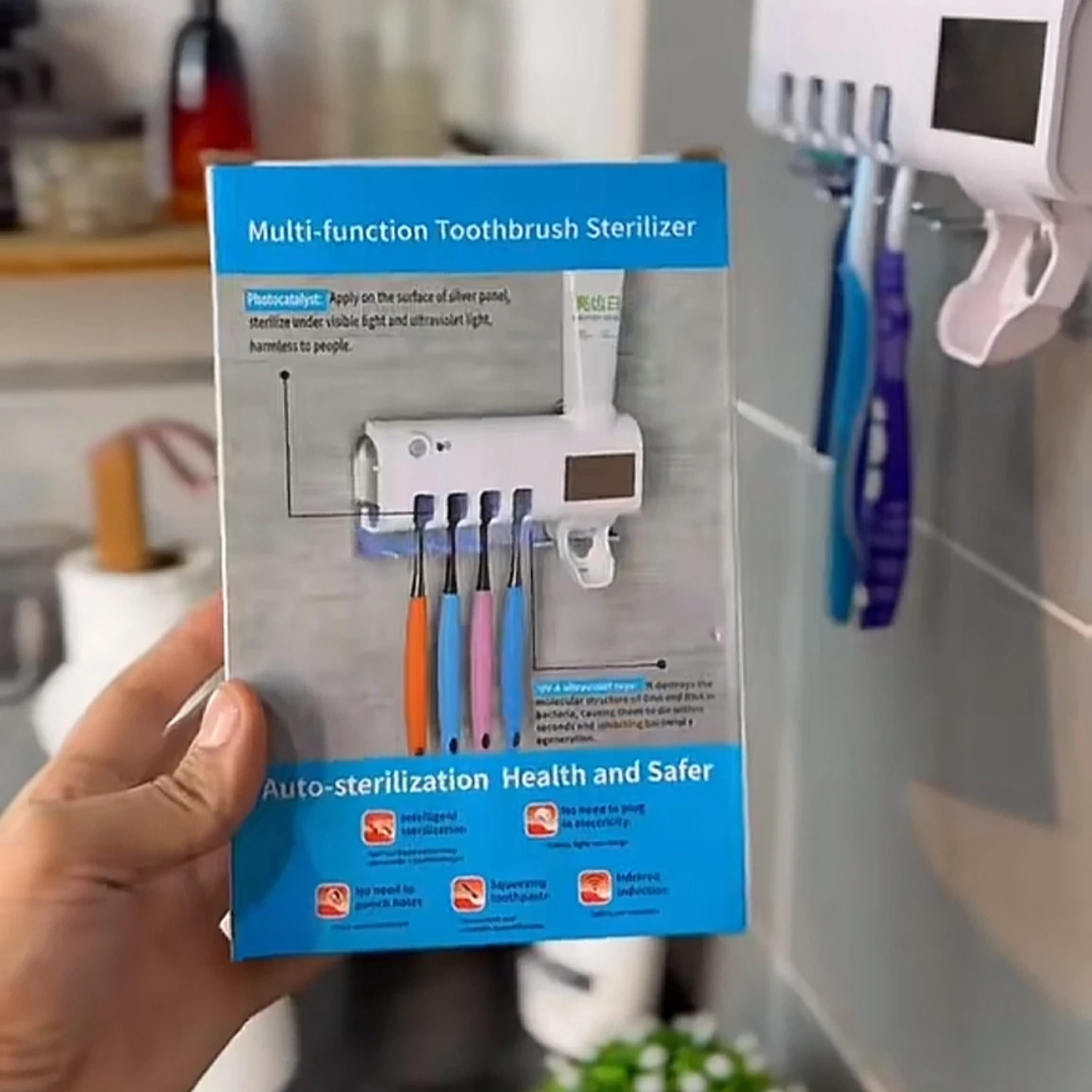 Support de Brosse à Dents UV avec Distributeur Dentifrice