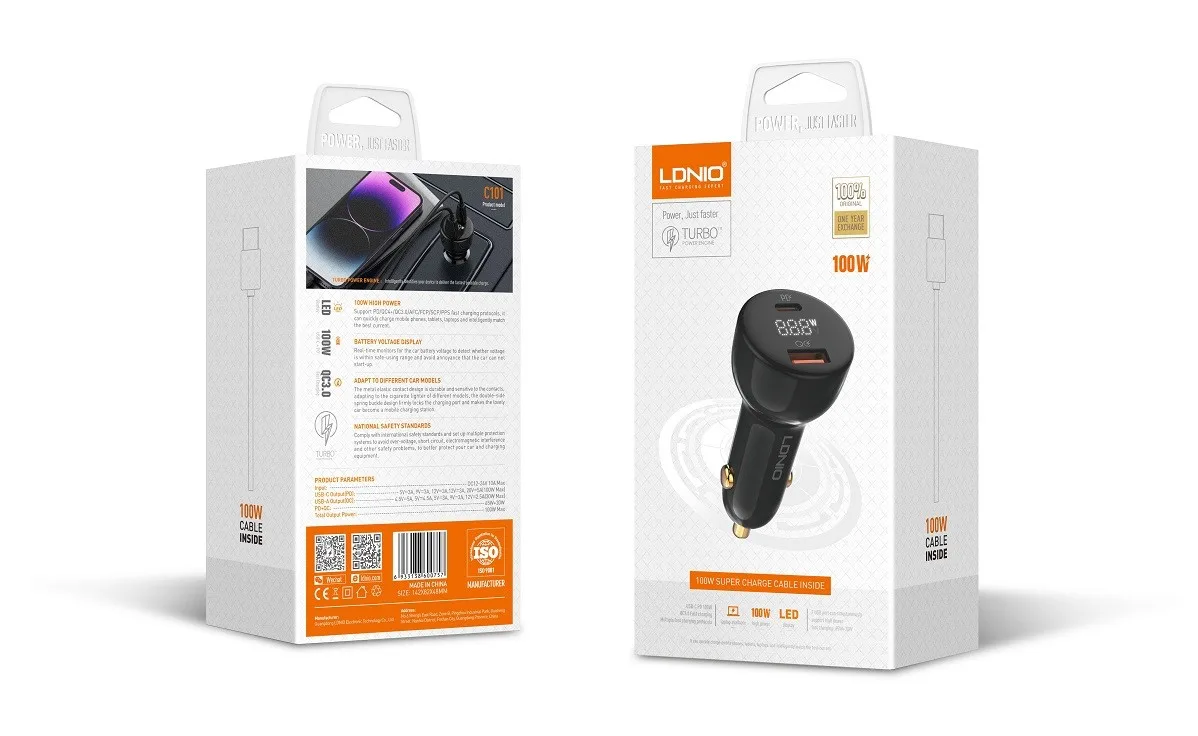 100W Dual USB Super Fast Car charger C101