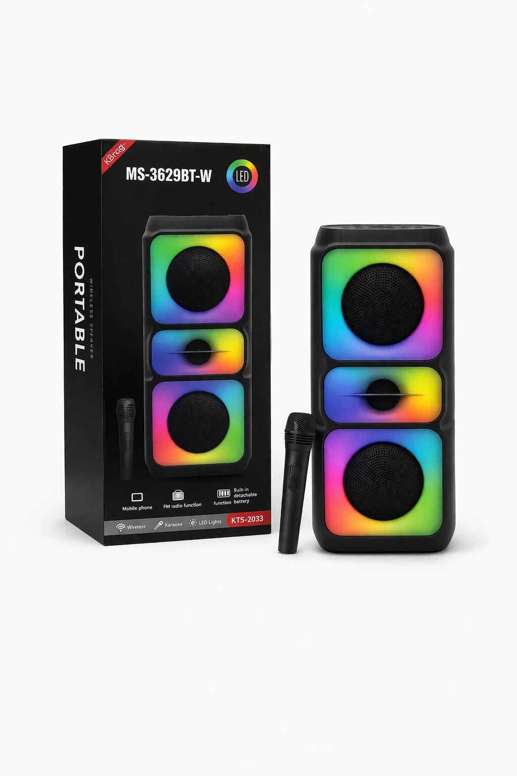Parlante inalambrico Bluetooth 5 modos de luz USB/FM MS-3629BT