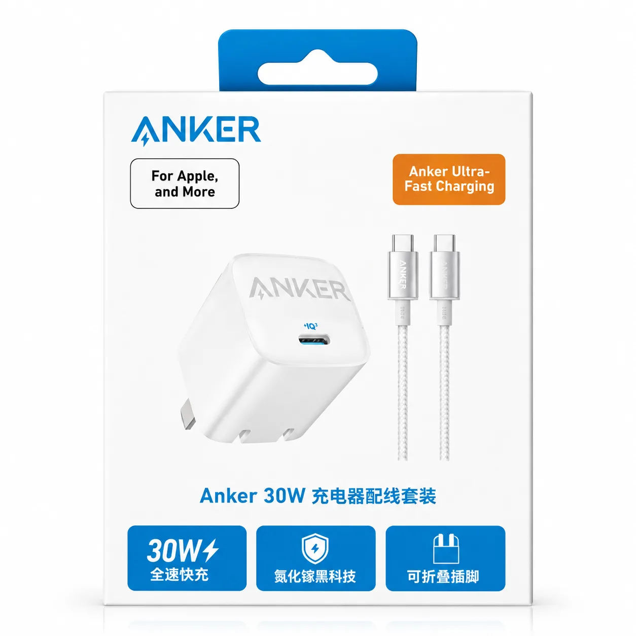 Chargeur Anker 30W avec câble Type-C TYPE C